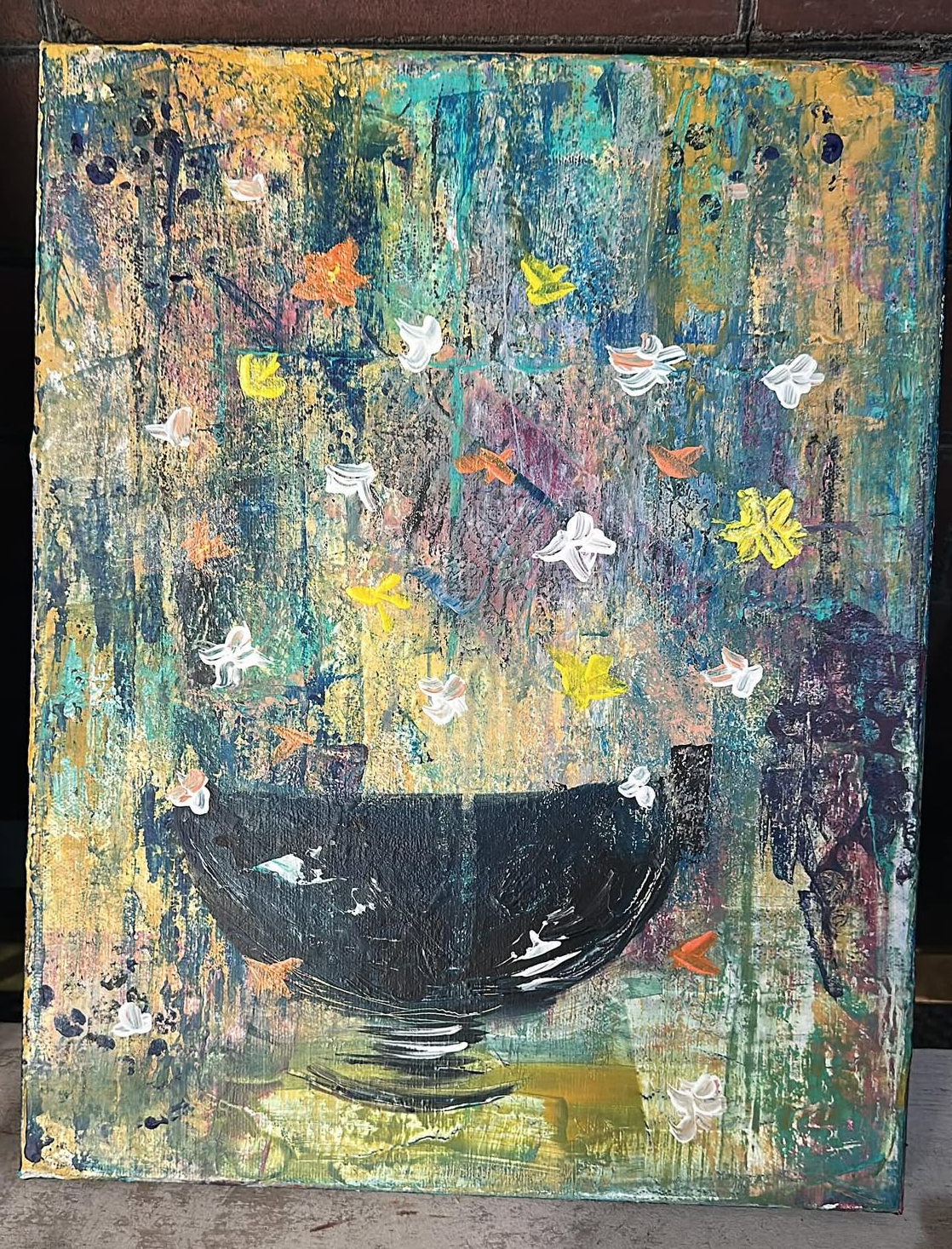 Dancing Flowers, 11 x 14 acrylic on canvas
