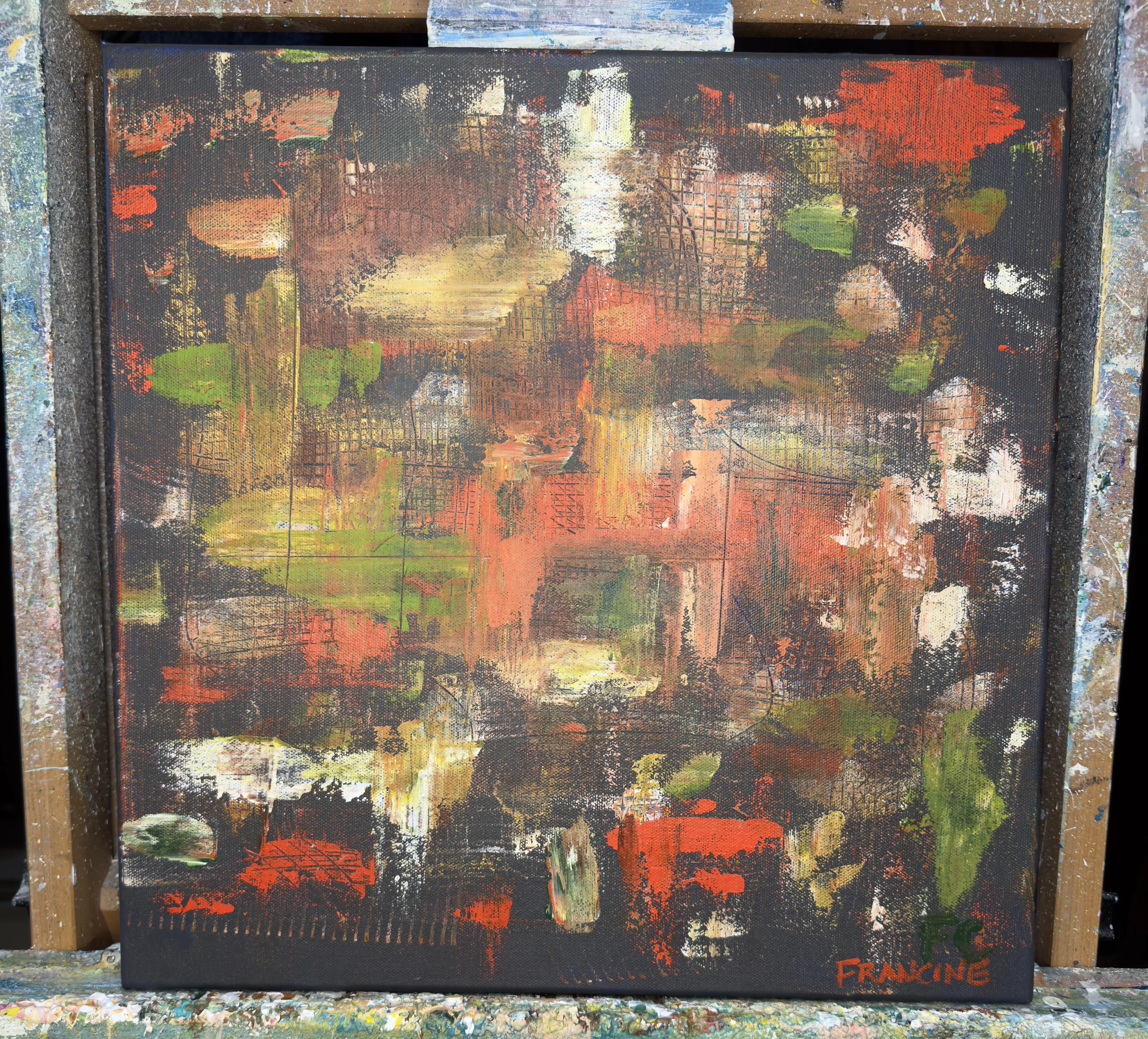 Nasturtiums, 14 x 14 acrylic on canvas
