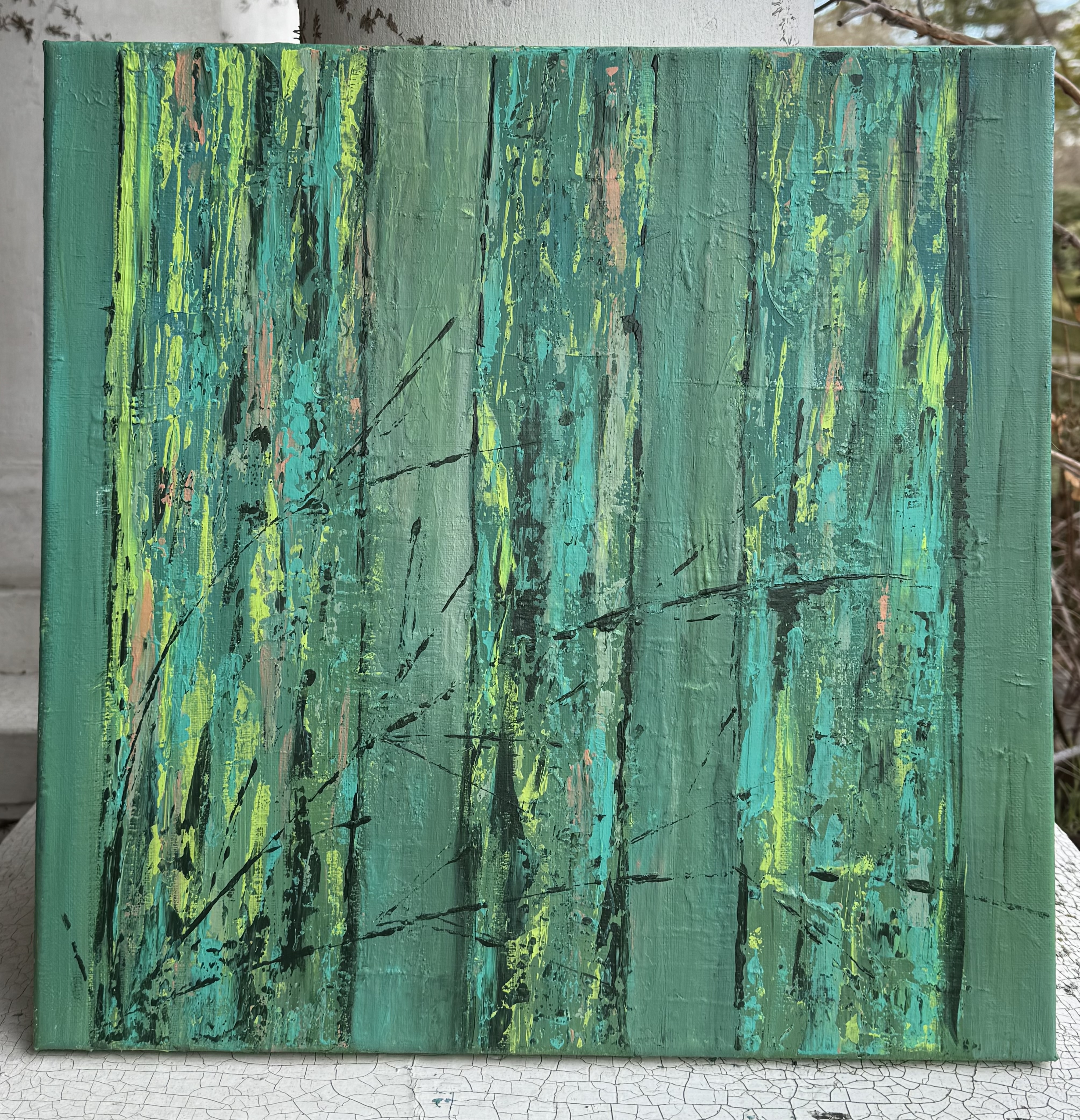 Green Forest, 16 x 16 acrylic on canvas